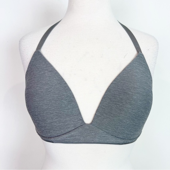 AERIE GRAY SUNNIE WIRELESS BRA CRISS CROSS BACK STRAPS WOMENS SZ 34D - Picture 1 of 4